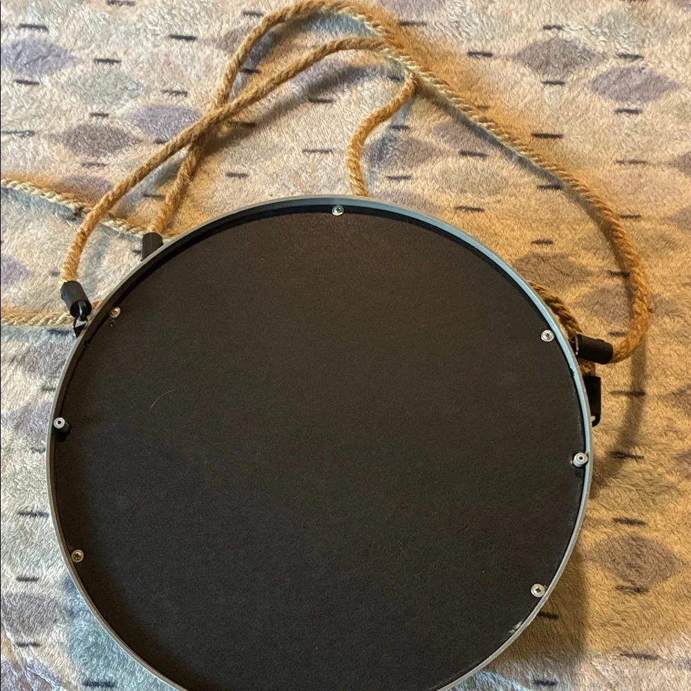 Set of 3 Round Gray Wall Mirror with 'Love Laugh & Live’ Inscription